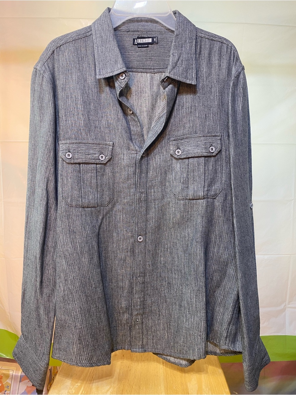 Men's Casual Long-Sleeve Button-Down Shirt in Heather Gray by Alchemy
